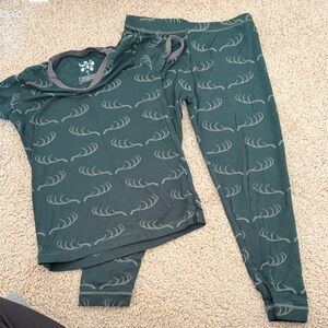 Kickee Pants Teal Wave Pattern Pajama Set